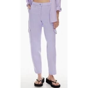 Wilfred Free Aritzia Modern Pants •2• Cargo High Rise Utility Lavender Button
